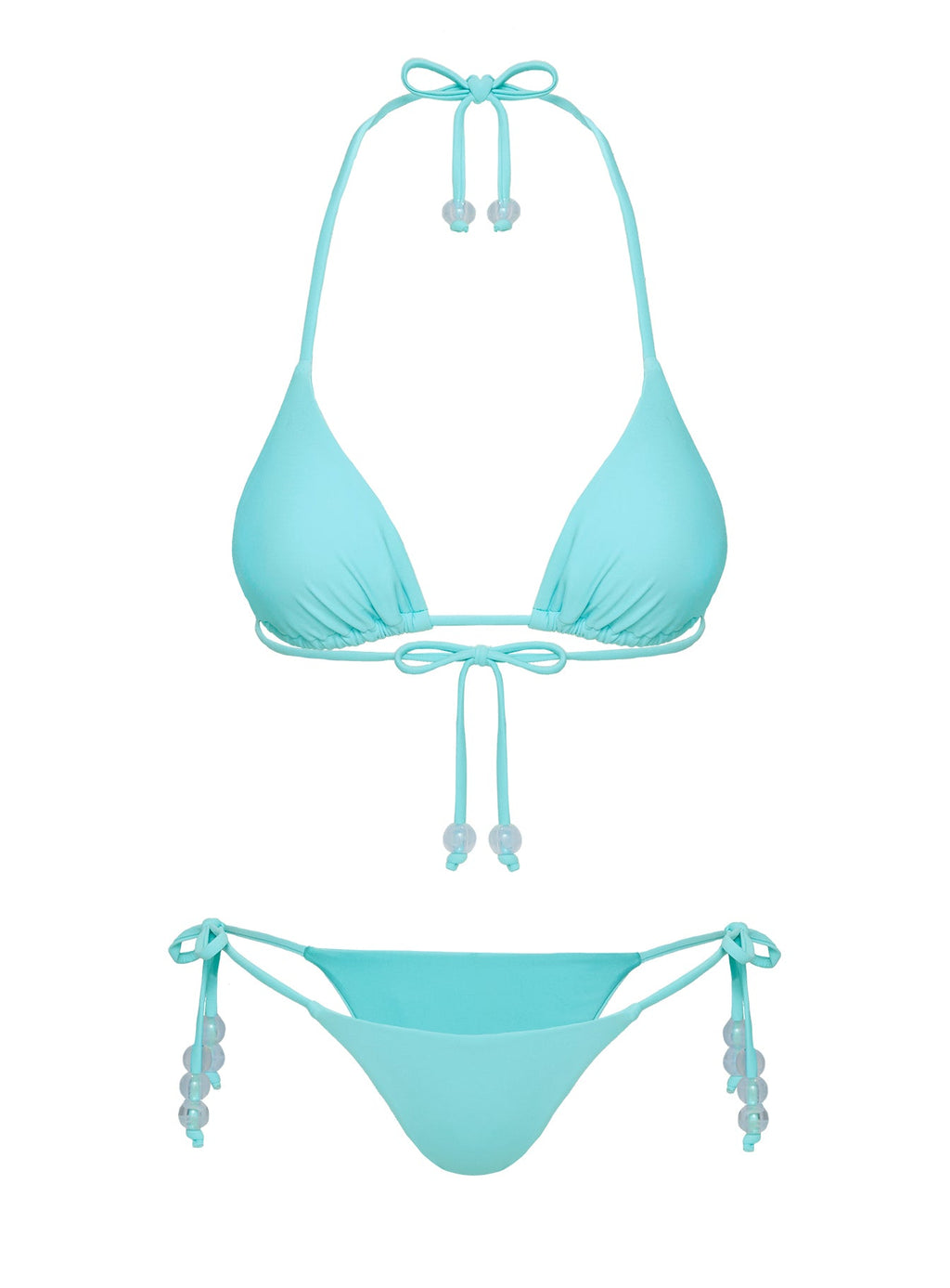 Jenner Tie Side Ruched Bikini Bottom Aqua Blue