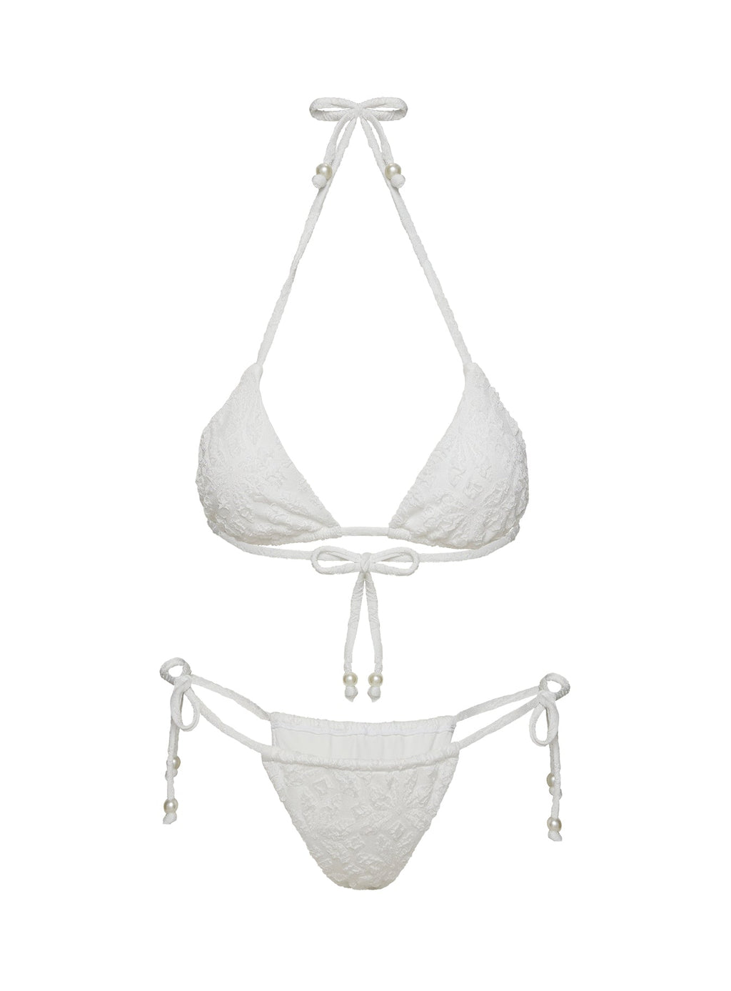 Jenner Triangle Bikini Top White Flower