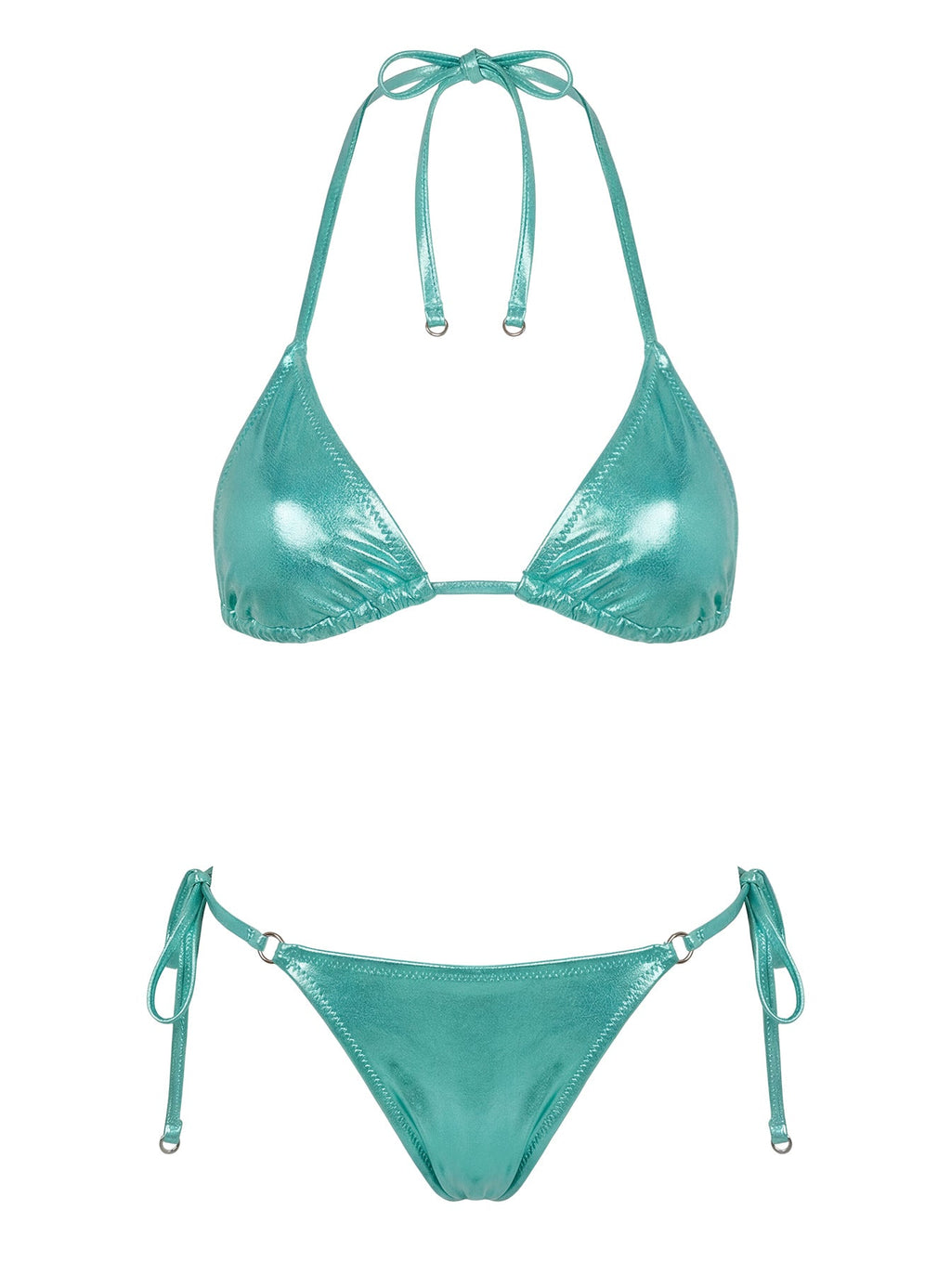 Jenner Metallic Tie Side Bikini Bottom Green