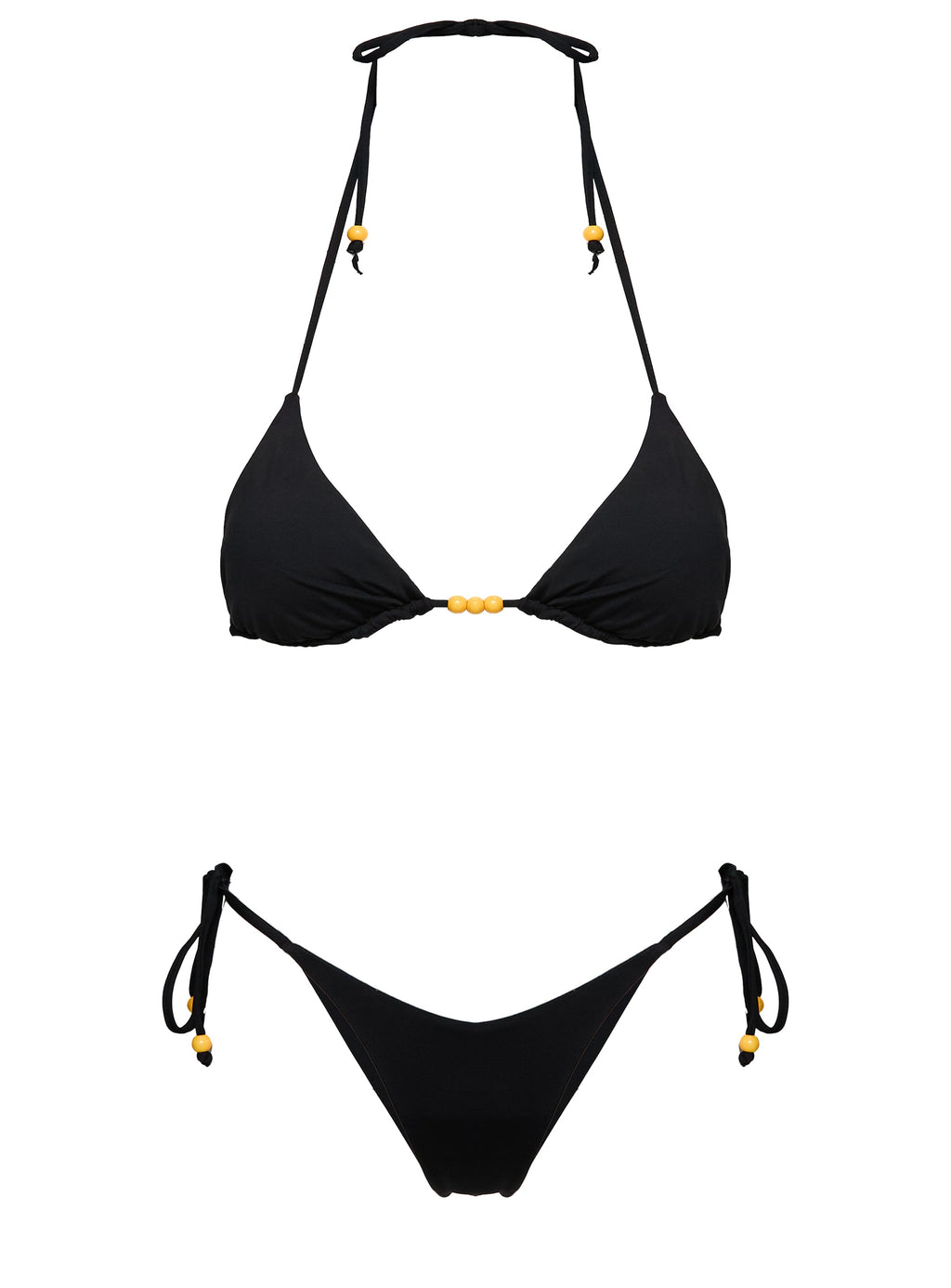 Nevaeh Beaded Triangle Bikini Top Black
