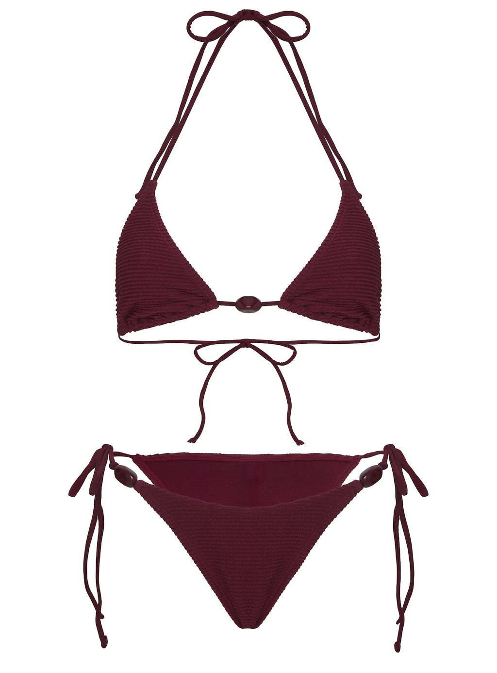Glora Tie Side Textured Bikini Bottom Red