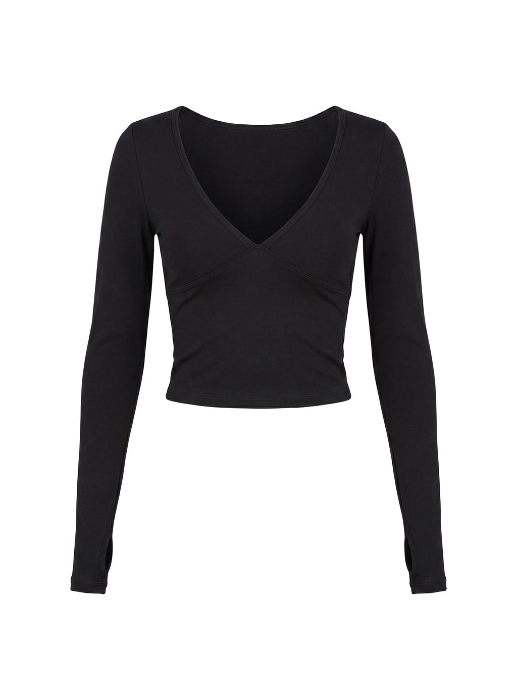 New Horizons Long Sleeve V Neck Top Black