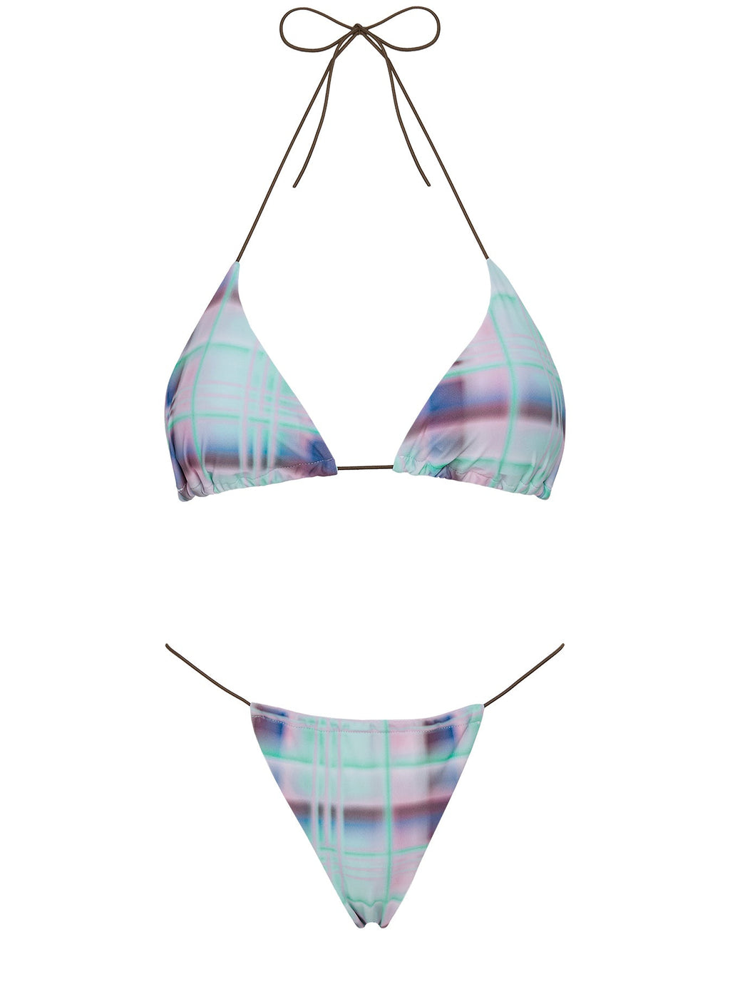 On Island Time String Bead Detail Bikini Top Blue Multi