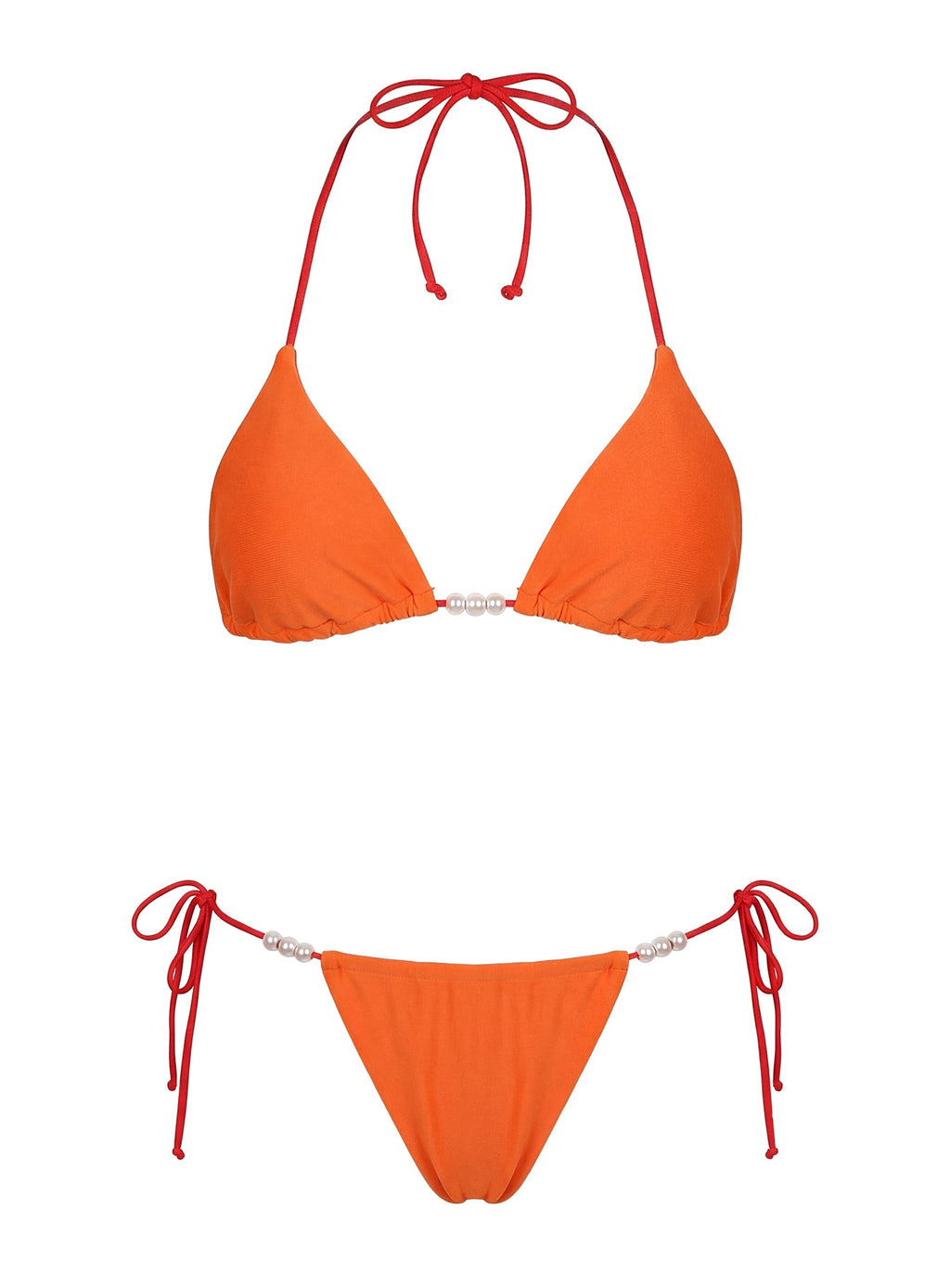 On Island Time String Bead Detail Bikini Top Orange