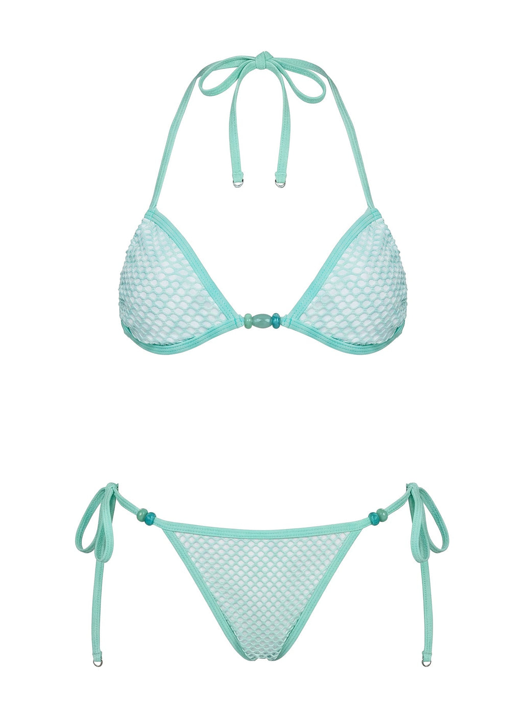 Poolside Only Bead Detail Bikini Top Green