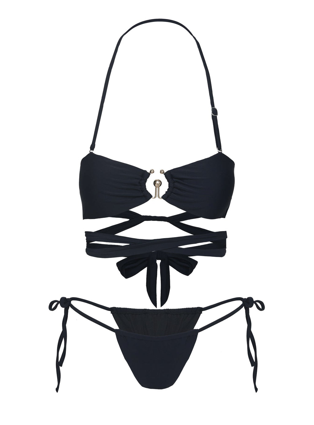 Thames Ruched Tie Side Bikini Bottoms Black